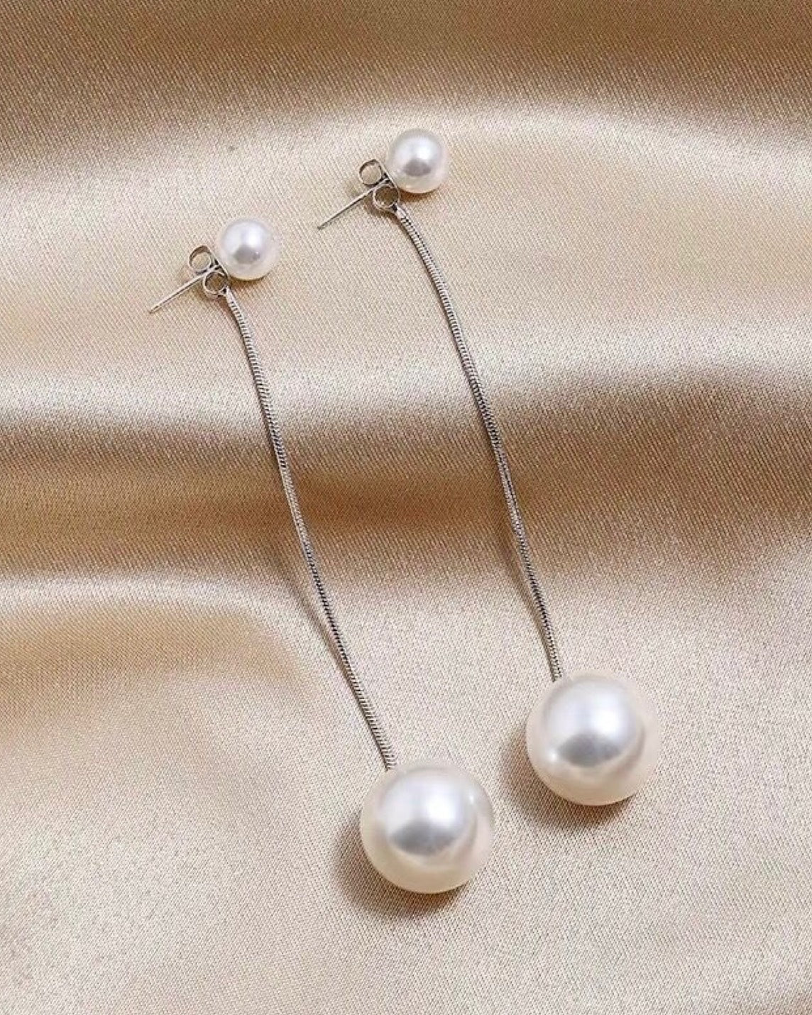 クラシカルパール ロングチェーンイヤリング