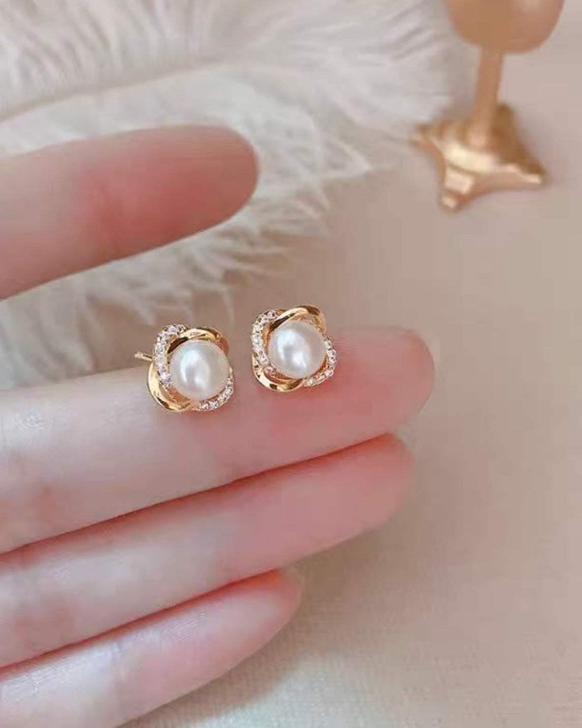 パール フラワー ピアス