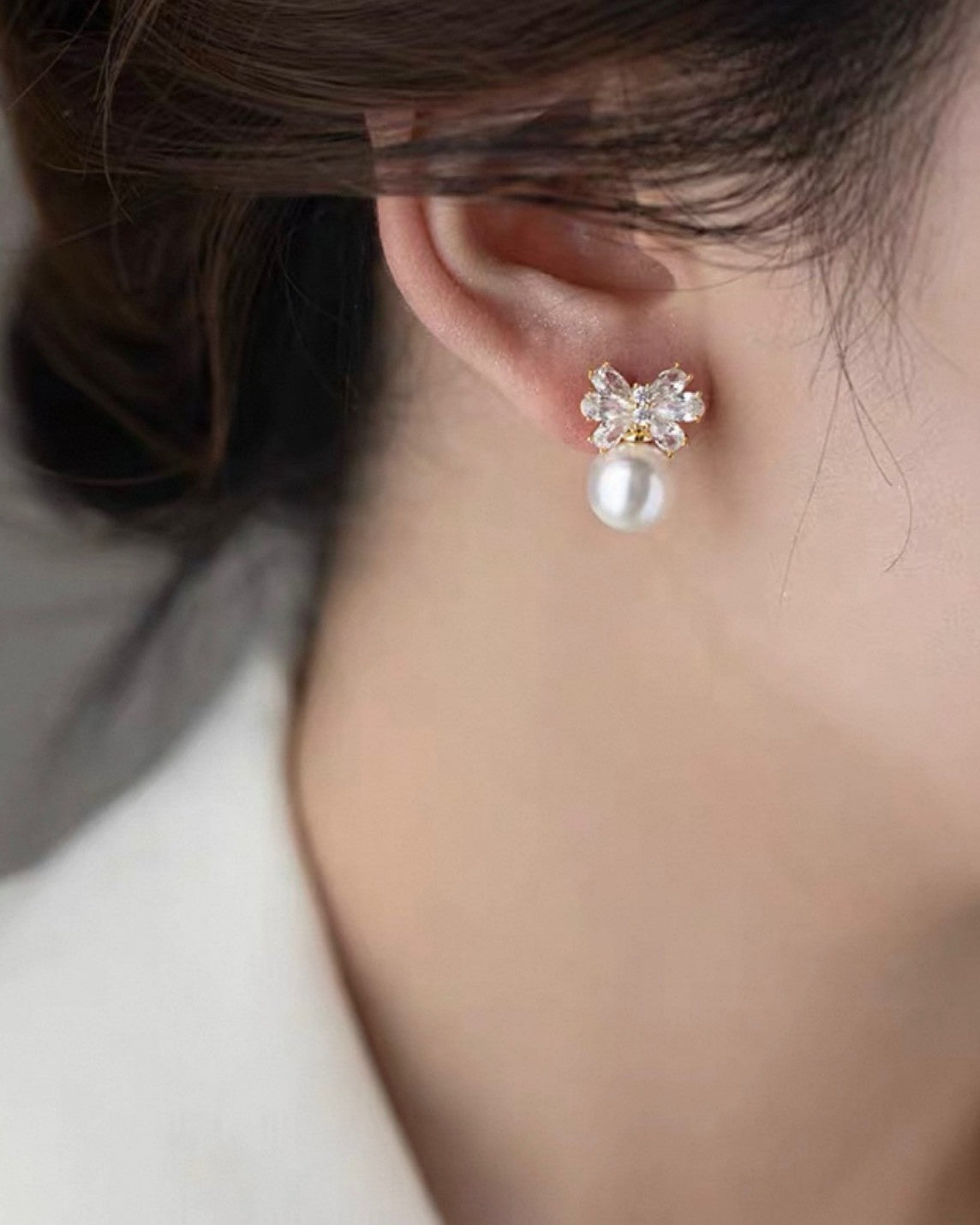 フラワージュエリーパールピアス