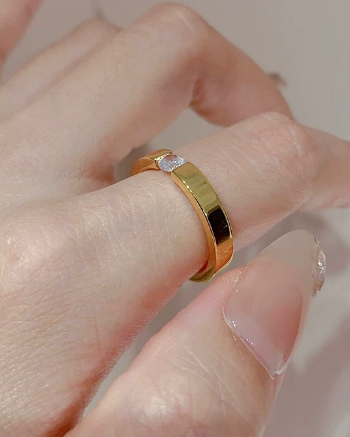 ワンポイントストーンリング