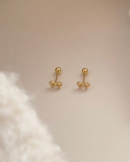 ミニリボン ボールキャッチピアス