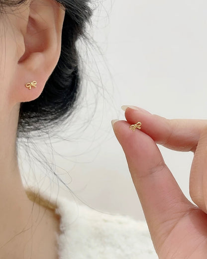 ミニリボン ボールキャッチピアス