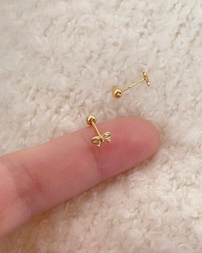 ミニリボン ボールキャッチピアス