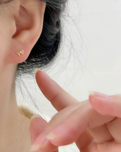 ミニリボン ボールキャッチピアス