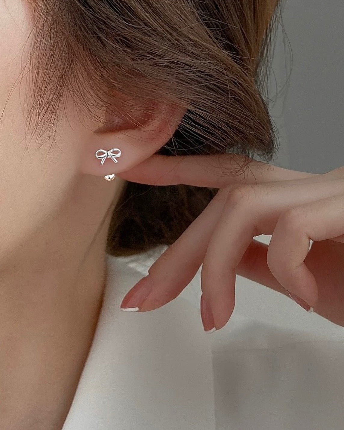 ミニリボン ボールキャッチピアス