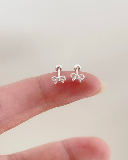 ミニリボン ボールキャッチピアス