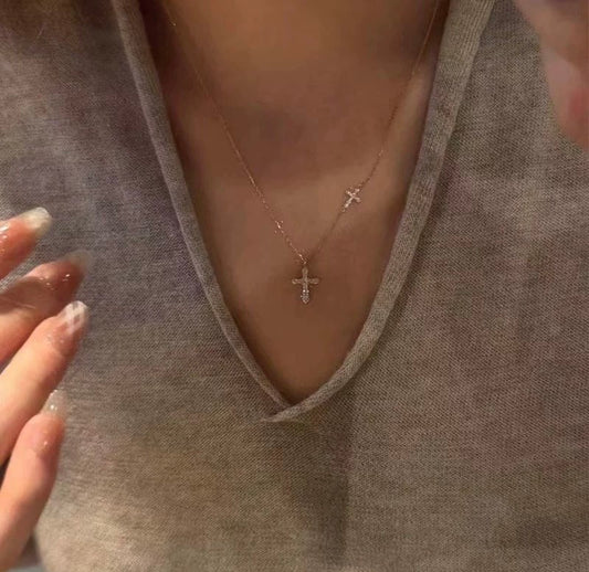 クロス ダブルモチーフ ネックレス