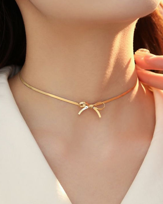 リボンチョーカーネックレス