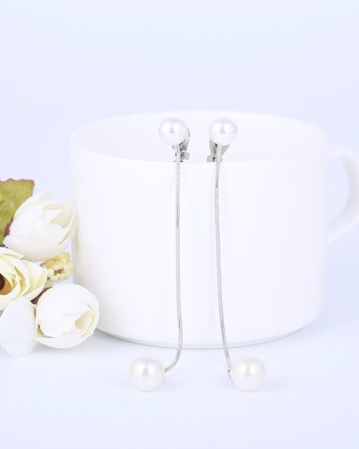 クラシカルパール ロングチェーンイヤリング