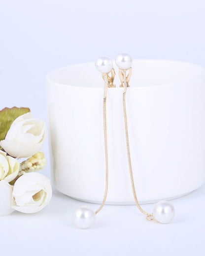 クラシカルパール ロングチェーンイヤリング