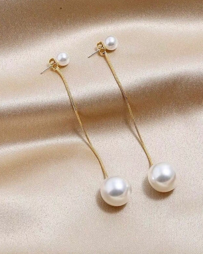 クラシカルパール ロングチェーンイヤリング