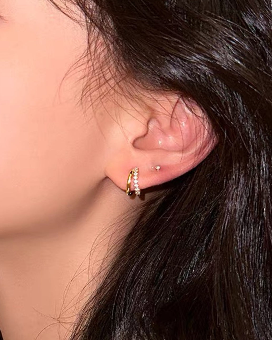 ダブルライン フープピアス