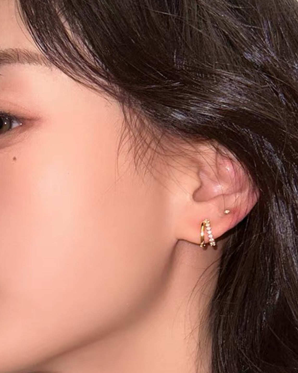 ダブルライン フープピアス
